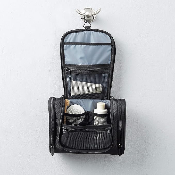 Amazon Basics Hanging, Travel Toiletry Bag Organizer, Shower Dopp Kit, Black