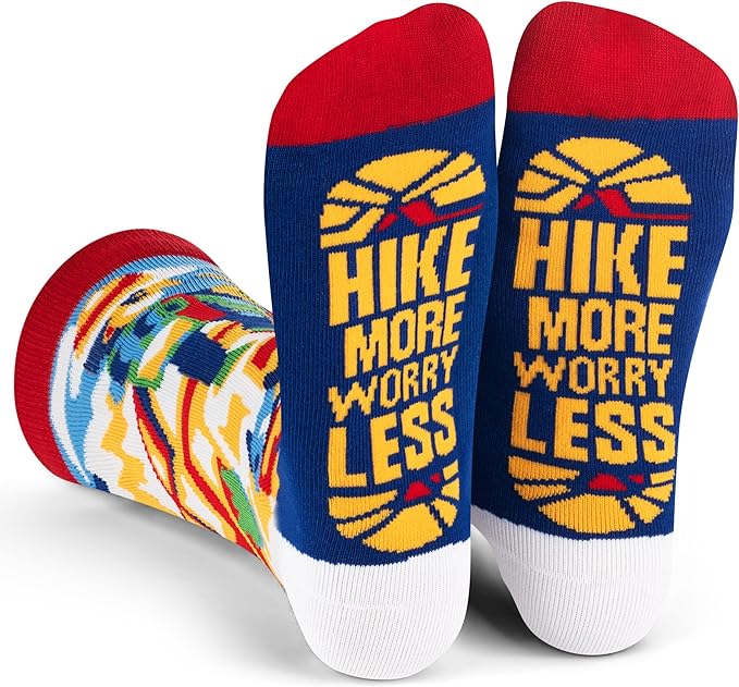 Lavley Hike More Worry Less Socks - Funny Outdoor Lover Gift for Men and Women