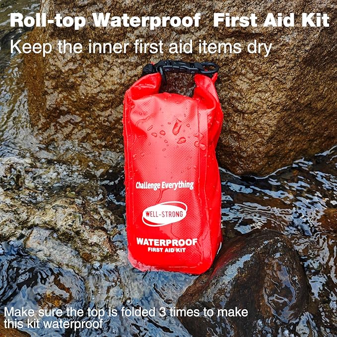Waterproof Marine First Aid Kit 210Pcs - Emergency Boat Safety Supplies for Fishing, Kayaking with Roll Top Design