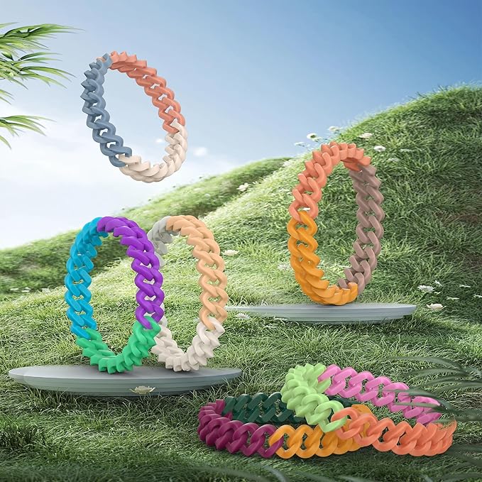 12 Pack Rainbow Mosquito Repellent Bracelets for Adults and Kids, DEET-Free Insect & Bug Repellent Bands, Individually Wrapped Repellent Wristbands for Outdoor Camping Traveling
