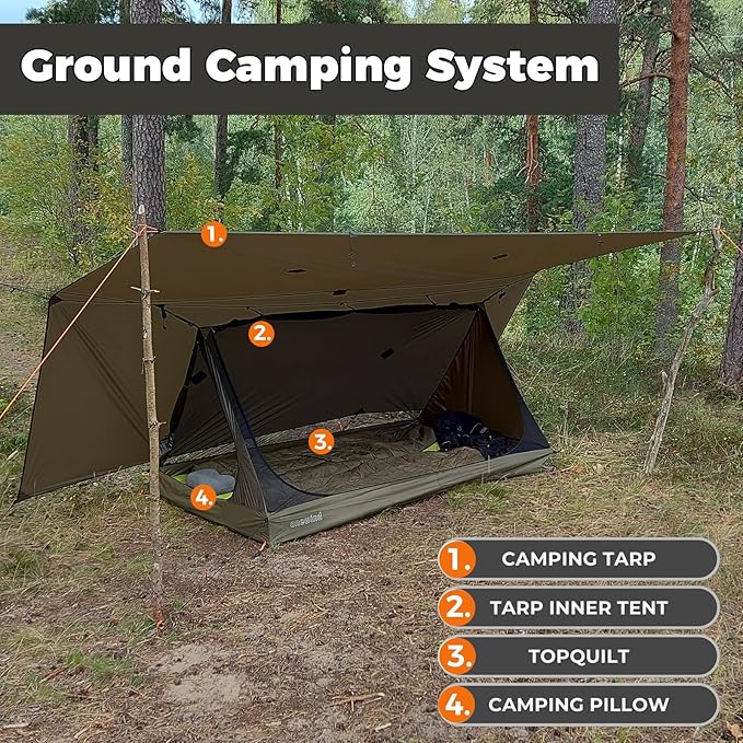 onewind Mesh Tent for 2 Person, 2 Openings Inner Tent for Tarp Ultralight Trekking Pole Tent Tarp Backpacking Netting Tent with Waterproof Bathtub Floor, No Trekking Pole Included