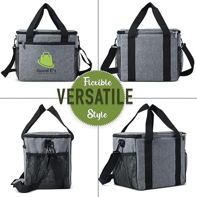 Good E’s Reusable 6 Cups Insulated Beverage Bag, Portable Cooler Tote with 5 Divider, Shoulder Strap & Side Pockets, Drink Caddy Cup Holder Carrier for Delivery Travel, Insulated Picnic Bag (6 Cups)