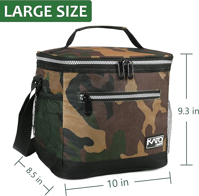 Tirrinia Large Insulated Lunch Box for Men/Women, Leakproof Thermal Lunch Bag for Office Picnic Work Beach Camping,Reusable Lunch Cooler Tote for Adult, Camo