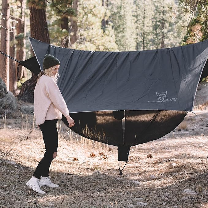 Wise Owl Outfitters Hammock Tarp, Hammock Tent - Rain Tarp for Camping Hammock - Camping Gear Must Haves w/Easy Set Up Including Tent Stakes and Carry Bag