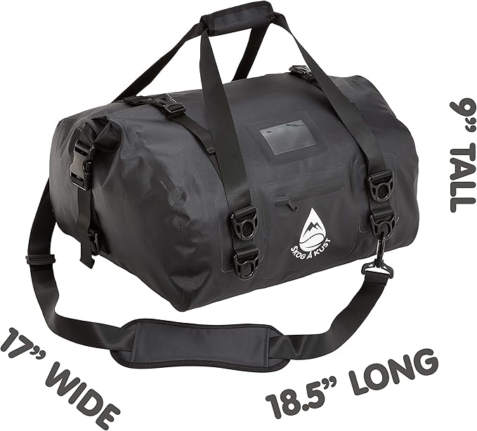 Skog Å Kust Duffelsak Heavy Duty Waterproof Duffel - Gear Bag for Sports, Travel, & More - 40L, Black Moto Edition