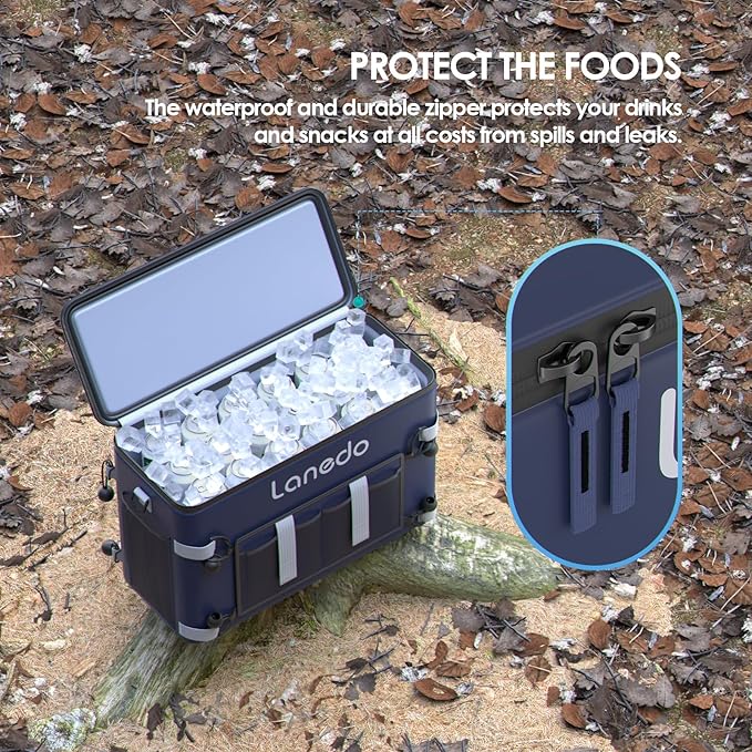 Deep Freeze Cooler Soft Sided Cooler Bag, 34 Can Collapsible Insulated Ice Chest, Large Leakproof Camping & Travel Cooler for Kayaking & Beach