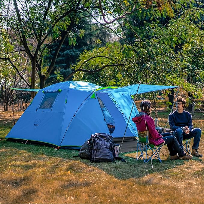 KAZOO 2/4 Person Camping Tent Outdoor Waterproof Family Large Tents 2/4 People Easy Setup Tent with Porch Double Layer