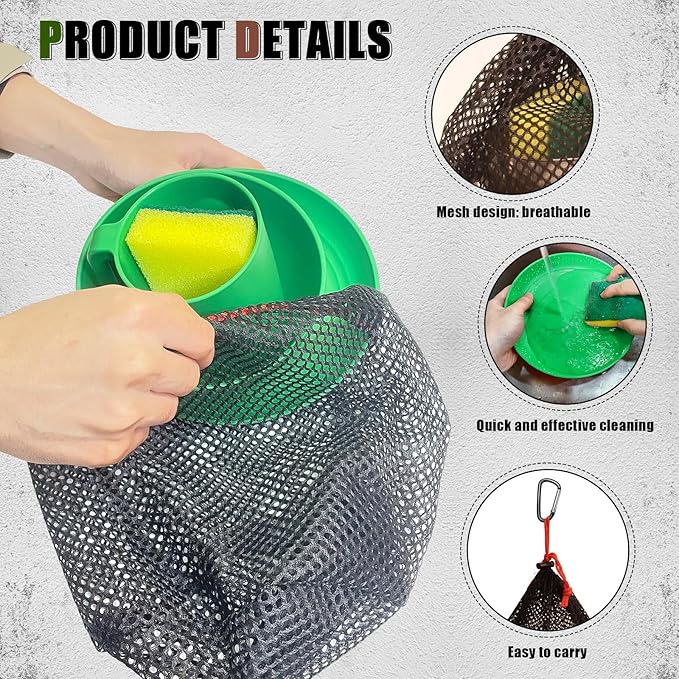 Scout Camping Mess Kit for 1 Person Boy Scout Dishes Set Girl Scout Mess Kit with Mesh Bag Reusable Light Weight Eating Utensils Plastic Camping Cutlery Set for Travel Camp