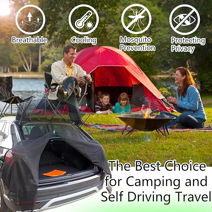Car Tailgate Mesh Screen for SUV Camping, Bug Screen for Car, Magnetic Mosquito Net, Camping Car Tail Tents(SUV MPV Size: XL)