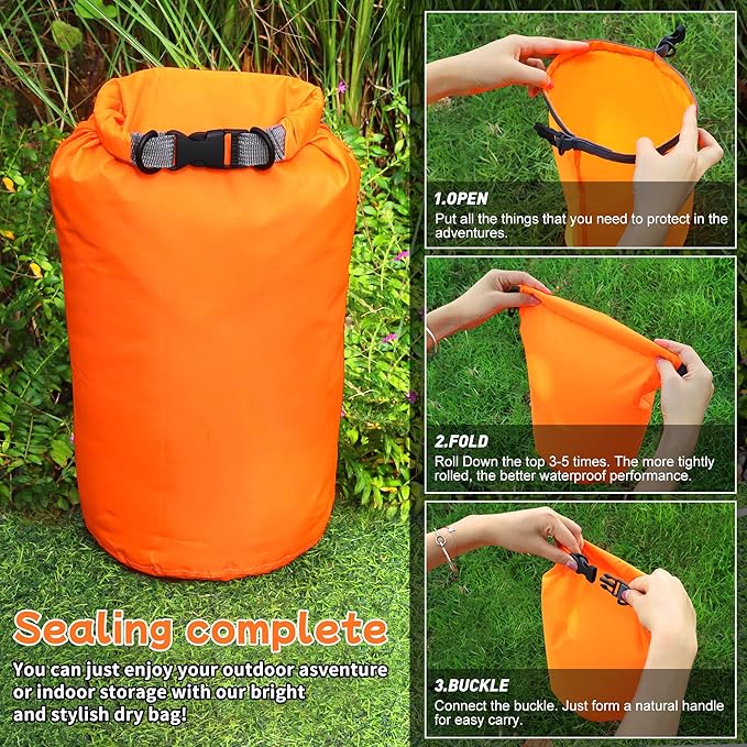 Desoto Waterproof Dry Bag 2 packs, 2L/5L/10L/20L/40L/70L Dry Sack Lightweight Portable, Dry Storage Bag to Keep Gear Dry Clean for Kayaking, Gym, Hiking, Swimming, Camping (Green, 70L)