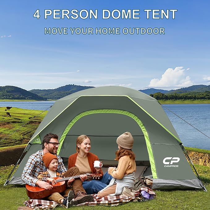 CAMPROS CP Tents for Camping 4/6 Person Tent Waterproof Windproof Double Layer Camping Tent, Easy Setup Dome Tent with Large Mesh Windows & Wider Door for Outdoor Camping & Hiking