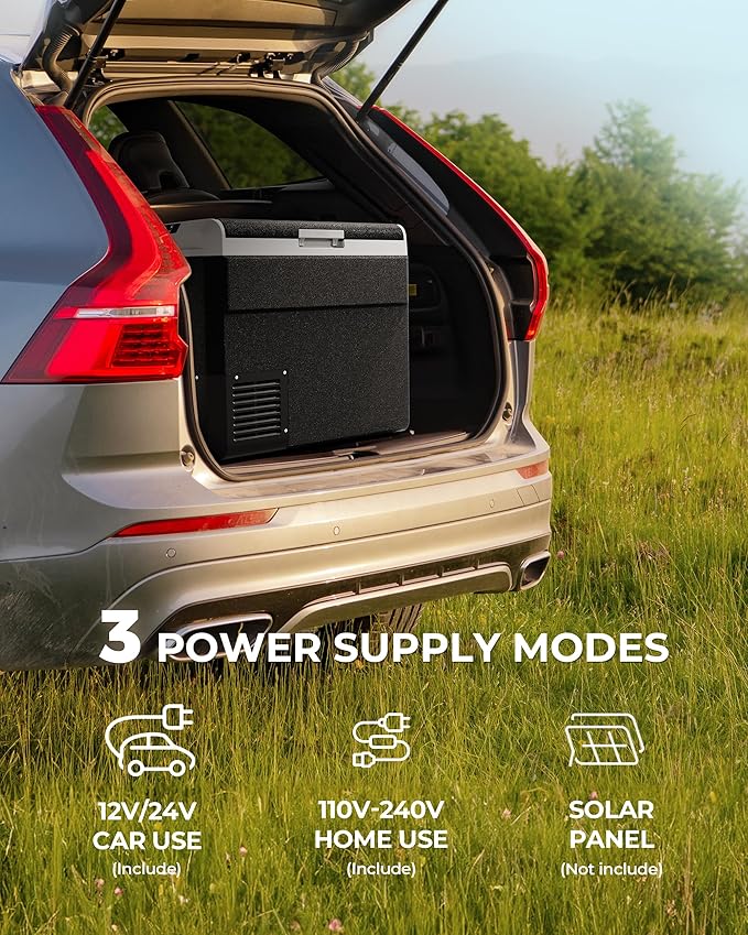 12 Volt Refrigerator, 64 Quart Electric Cooler, Car Fridge 12V/24V DC 100~240V AC, Portable Freezer -4℉~68℉, APP Control, Portable 12V Refrigerator Fridge for Truck, RV, Camping,Travel