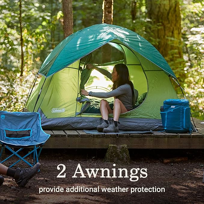 Coleman Sundome Camping Tent with Rainfly, 2/3/4/6 Person Tent Sets Up in 10 Mins, Weatherproof Shelter for Camping, Festivals, Backyard, Sleepovers, & More