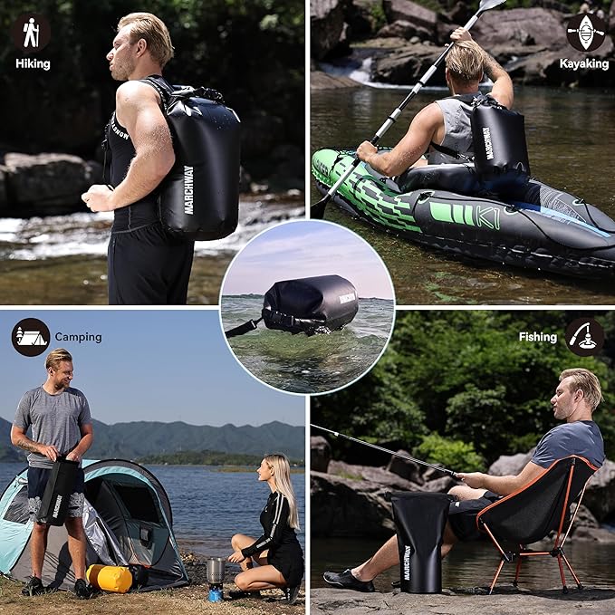MARCHWAY Floating Waterproof Dry Bag Backpack 5L/10L/20L/30L/40L, Roll Top Sack Keeps Gear Dry for Kayaking, Rafting, Boating, Swimming, Camping, Hiking, Beach, Fishing