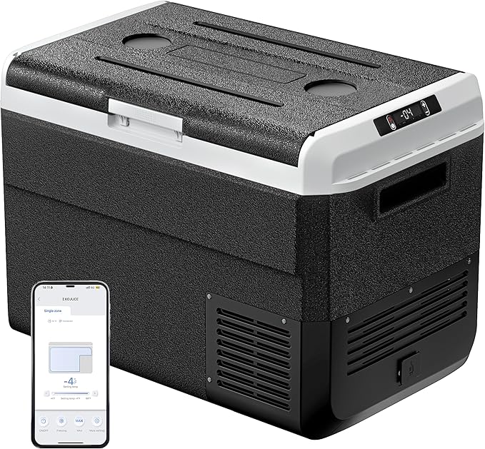 12 Volt Refrigerator, 53 Quart Electric Cooler, Car Fridge 12V/24V DC 100~240V AC, Portable Freezer -4℉~68℉, APP Control, Portable 12V Refrigerator Fridge for Truck, RV, Camping,Travel