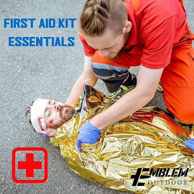 Thermal Emergency Blanket for Survival, Hiking, Camping, First Aid, and Bug Out Bag for Protection from Cold, Rain, and Weather Exposure. Heavy Duty Mylar-Survival Blanket for Car, Outdoors