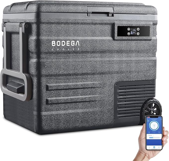 BODEGACOOLER 12 Volt Car Refrigerator,68Quart(65L) Camping Fridge,RV Portable Freezer Single Zone,with APP Control,-4℉-68℉ Car Cooler,12/24V DC and 100-240V AC,for Travel,Truck,Outdoor,Vehicles