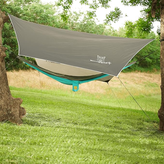 Wise Owl Outfitters Hammock Tarp, Hammock Tent - Rain Tarp for Camping Hammock - Camping Gear Must Haves w/Easy Set Up Including Tent Stakes and Carry Bag