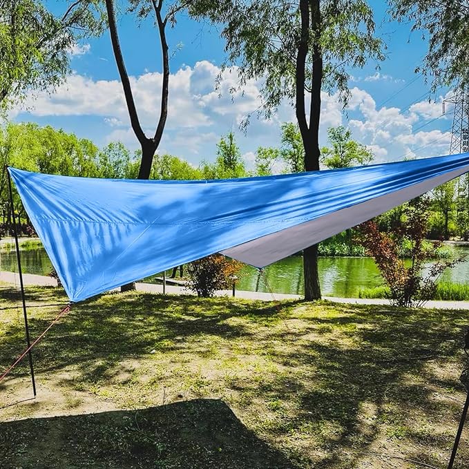 Azarxis Hammock Camping Tarp Rain Fly, Waterproof Tent Footprint Shelter Canopy Sunshade Cloth Picnic Mat for Outdoor Awning Hiking Beach Backpacking - Included Guy Lines & Stakes