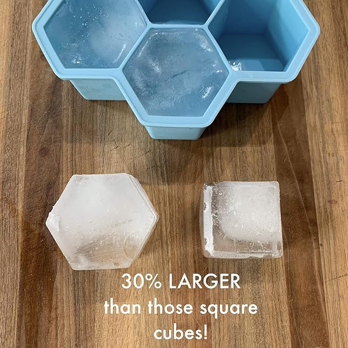 Outset Hexagon Silicione Ice Cube Tray, 6 Large Honeycomb Cubes