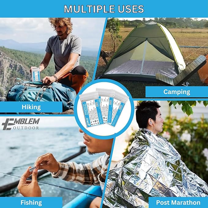 Thermal Emergency Blanket for Survival, Hiking, Camping, First Aid, and Bug Out Bag for Protection from Cold, Rain, and Weather Exposure. Heavy Duty Mylar-Survival Blanket for Car, Outdoors