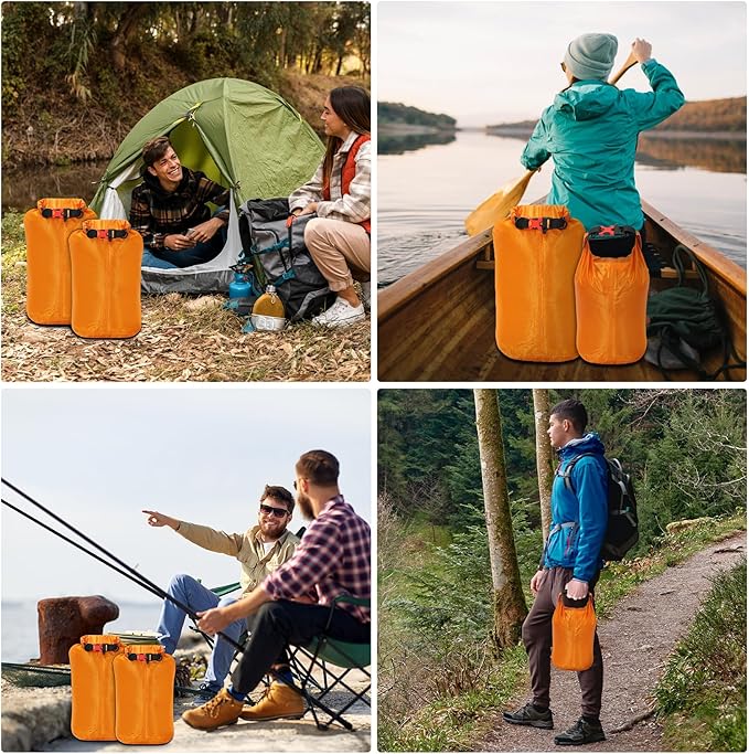 Desoto Waterproof Dry Bag, Roll Top Lightweight Dry Storage Bag with Emergency Whistle for Travel, Orange (5L)