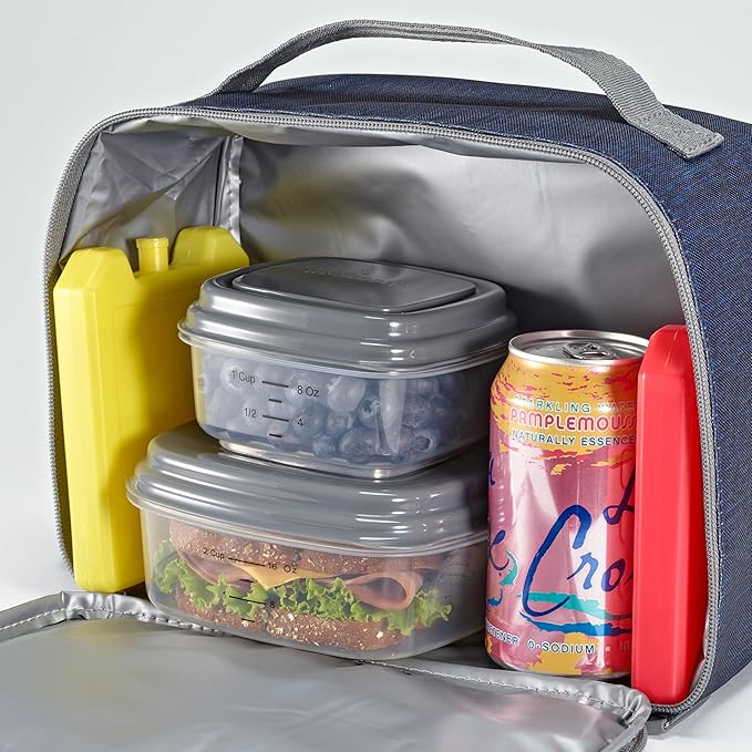 Cool Coolers by Fit + Fresh, 5 Pack Days of the Week Ice Blocks, Compact Reusable Ice Packs for Lunch Boxes & Coolers, Multi Colored