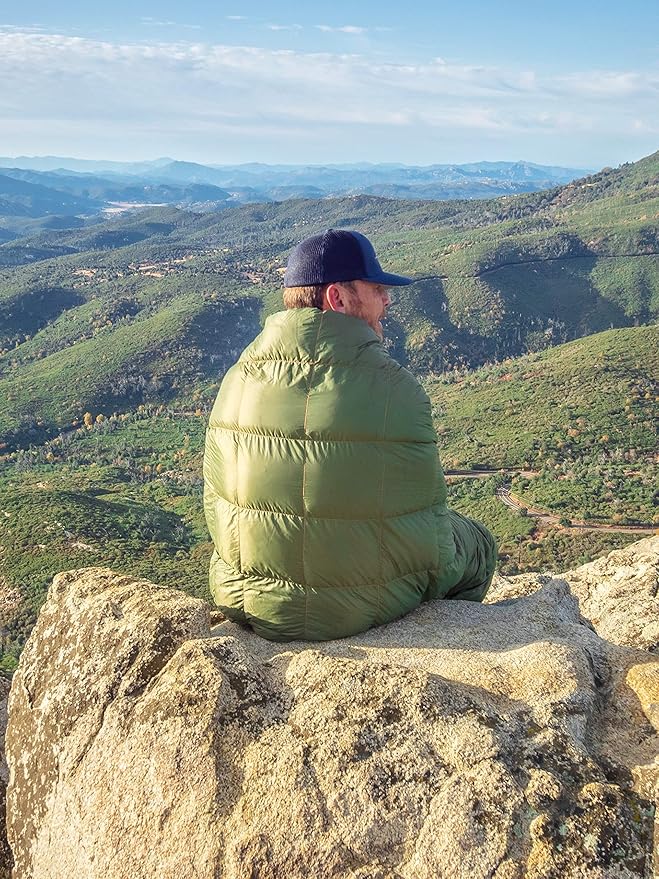 Down Camping Blanket - Puffy, Packable, Lightweight and Warm | Ideal for Outdoors, Travel, Stadium, Festivals, Beach, Hammock | 650 Fill Power Water-Resistant Backpacking Quilt