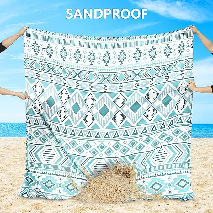 Beach Blanket Waterproof Sandproof Extra Large Beach Mat 79" X 83"/120"x108"for 1-8 Adults Quick Drying Durable Outdoor Picnic Mat for Beach Travel Camping Hiking