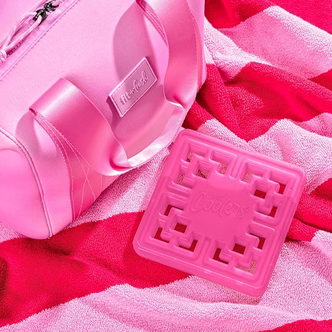 Cool Coolers Large Fashion Ice by Fit + Fresh, 3pk Ice Blocks for Lunchboxes, Freezer Packs for Coolers, Hot Pink