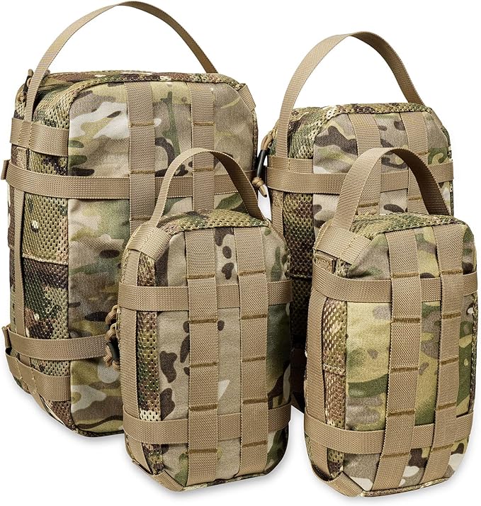 4 Set Tactical Packing Cubes ,Compressible Mesh Duffle Storage Bag,Portable Edc Molle Pouch Organizer.