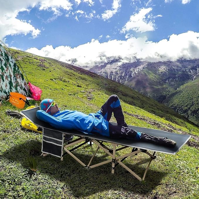 Yaheetech Folding Camping Cot, Portable Military Canvas Sleeping Bed, Outdoor Comfortable Lightweight Bed with Carry Bag for Hiking, Backpack Travel, Home & Office