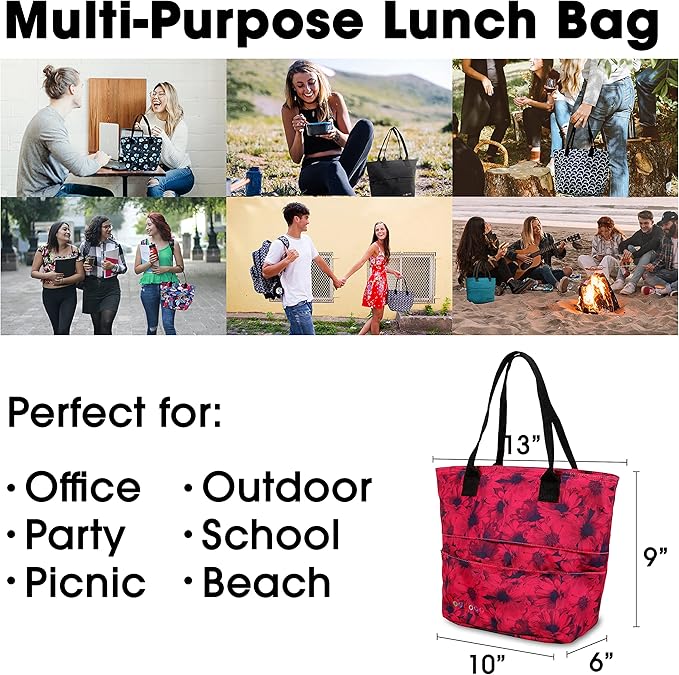 J World New York Lunch Tote Bag Insulated Lunch-Box for Women & Teen Girls, Bellis
