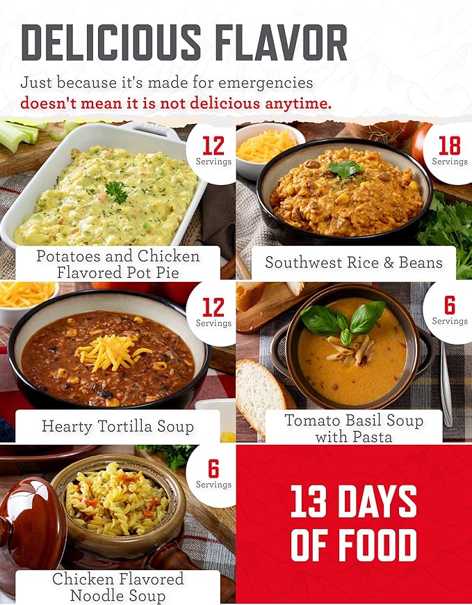 ReadyWise Emergency Food Supply - 100 Servings Favorites Sample Bucket, Survival Food Kit, Freeze Dried Prepper Food & Dehydrated Meals for Camping Essentials & Backpacking, up to 25 Year Shelf Life