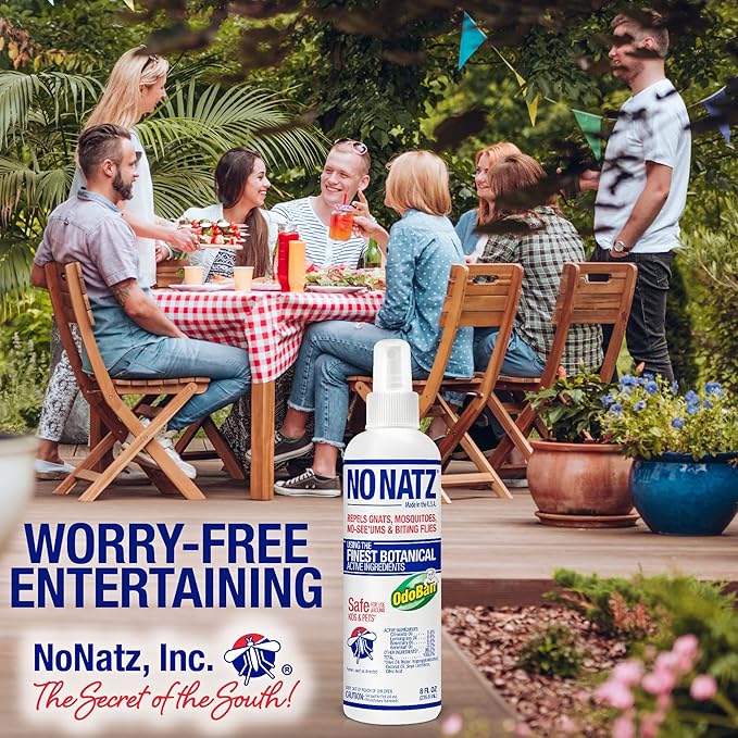 No Natz Botanical Bug Repellant, Effective for Gnat, Mosquito, and Biting Flies, Hand-Crafted and DEET-Free, Non-Greasy Formula, Made in The USA, 4 Ounce Spray Bottle, 2-Pack