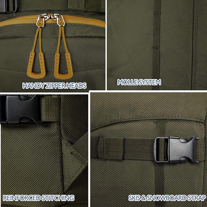 Unigear Ski Boot Backpack, 50L Travel Pack for Helmet, Goggles, Gloves, Skis, Snowboard & Accessories (Olive Green)