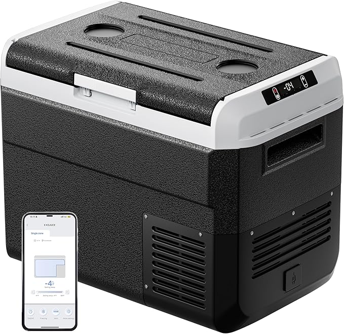 12 Volt Refrigerator, 32 Quart Electric Cooler, Car Fridge 12V/24V DC 100~240V AC, Portable Freezer -4℉~68℉, APP Control, Portable 12V Refrigerator Fridge for Truck, RV, Camping,Travel