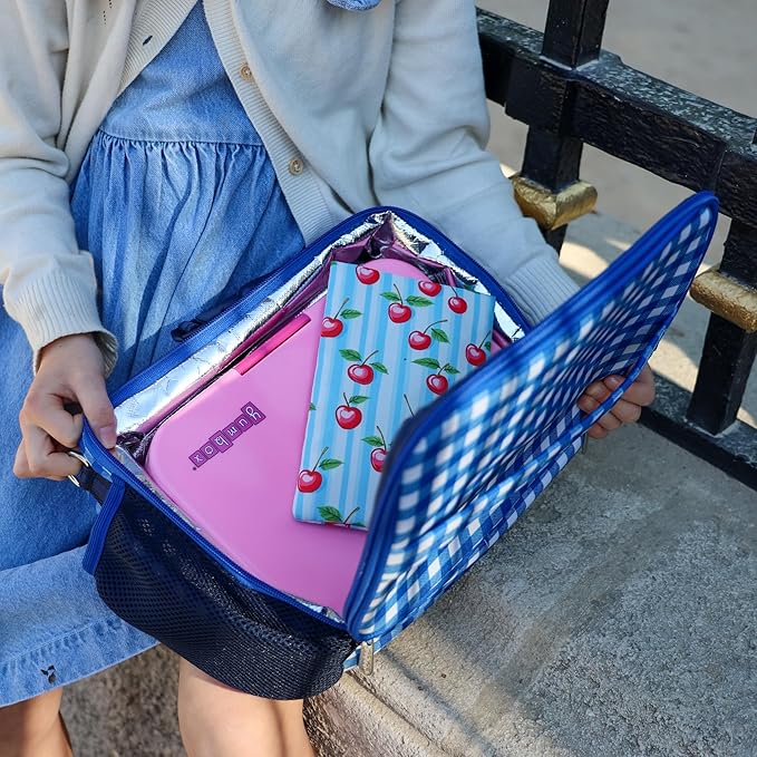 Yumbox Reusable Soft Ice Packs with Fabric Sleeve for Lunch Box and Cooler, Sweatproof, Pack of 2 Gel Ice Packs (Vichy)