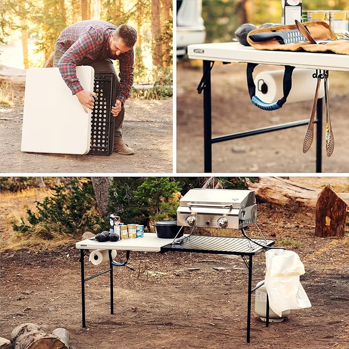 Lifetime Folding Tailgate Table with Grill Rack, Portable Outdoor Camping Station, 5-Foot