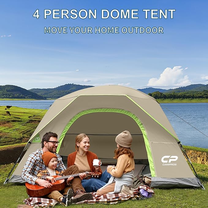 CAMPROS CP Tents for Camping 4/6 Person Tent Waterproof Windproof Double Layer Camping Tent, Easy Setup Dome Tent with Large Mesh Windows & Wider Door for Outdoor Camping & Hiking