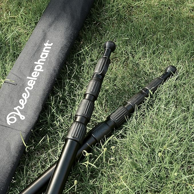 Green Elephant Camping Tarp Poles - Adjustable Aluminum Telescoping Tent Poles for Tarps, Canopy & Awning - Heavy Duty Collapsible Pole Set of 2 - Extends 8ft, Shrinks to 2ft - Caravan & Beach Shade
