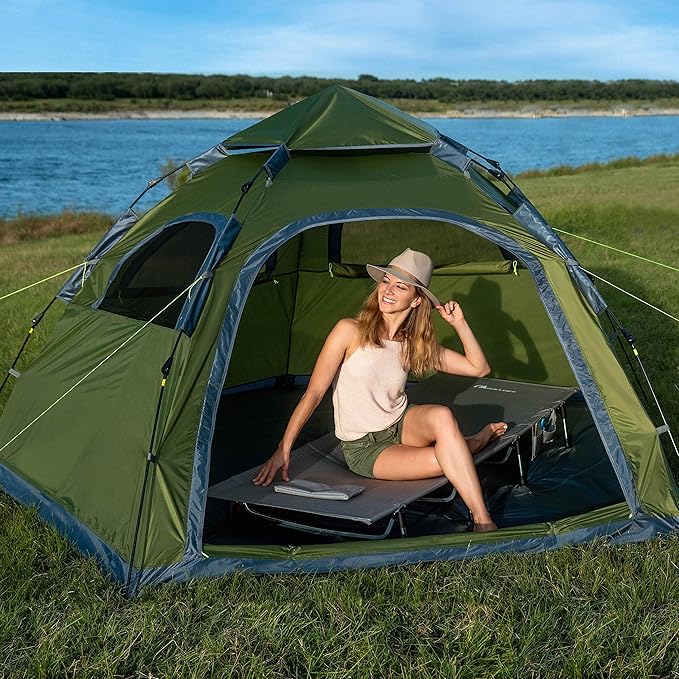 Moon Lence Instant Pop Up Tent Family Camping Tent 4-5 Person Portable Automatic Tent Windproof for Camping Hiking Mountaineering