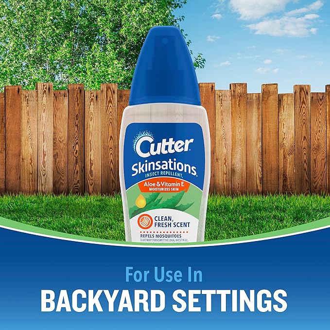Cutter Skinsations Insect Repellent, Repels Mosquitos, Ticks, Gnats, Fleas, 7% DEET, 2 pack, 6 fl Ounce (Pump Spray)