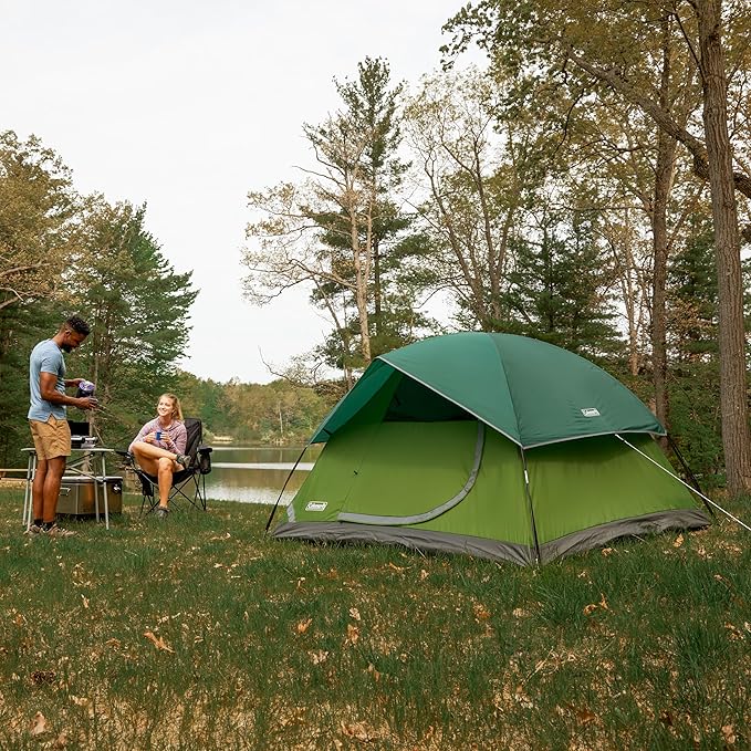 Coleman Sundome Camping Tent with Rainfly, 2/3/4/6 Person Tent Sets Up in 10 Mins, Weatherproof Shelter for Camping, Festivals, Backyard, Sleepovers, & More