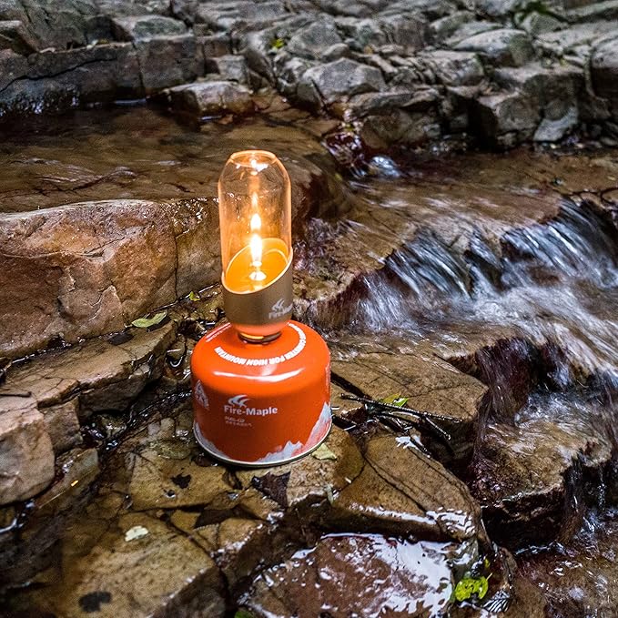 Fire Maple Orange Camping Light, Propane Lamp,Gas Lantern, Glass Lampshade & Windproof, NO Mantles Needed, Brightness Adjustable, Heating, Camping Atmosphere &Bright Flames