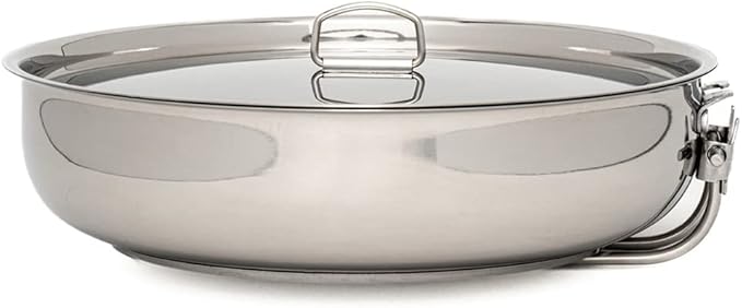The Pathfinder School Stainless Steel Folding Skillet and Lid