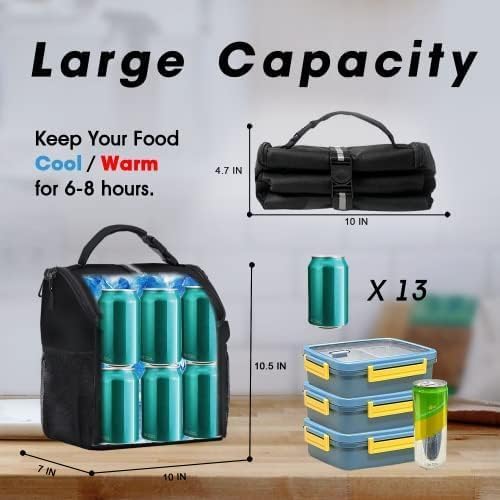 VLM Lunch Bags for Women,Leakproof Insulated Floral Lunch Box with Adjustable Shoulder Strap Reusable Zipper Cooler Tote Bag for Work,Picnic,Camping