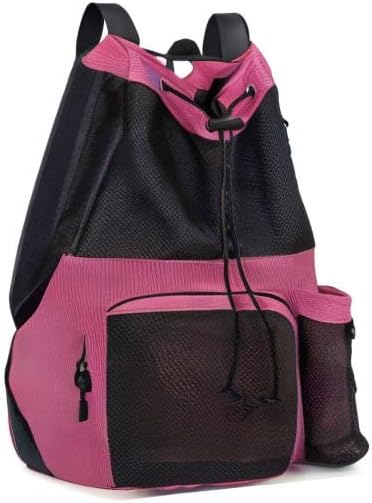 Lohol Large Mesh Drawstring Backpack with Shoe Bag, Durable Swimming String Sack with Handle for Sports Gym Yoga Beach Travel
