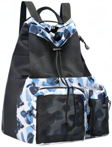 Lohol Large Mesh Drawstring Backpack with Shoe Bag, Durable Swimming String Sack with Handle for Sports Gym Yoga Beach Travel