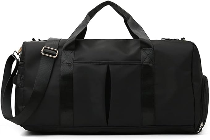 Blackwheel Sports Gym Bag With Shoe Bag Wet Bag Duffle Bag Waterproof Travel Bag for Women Men Black 29L